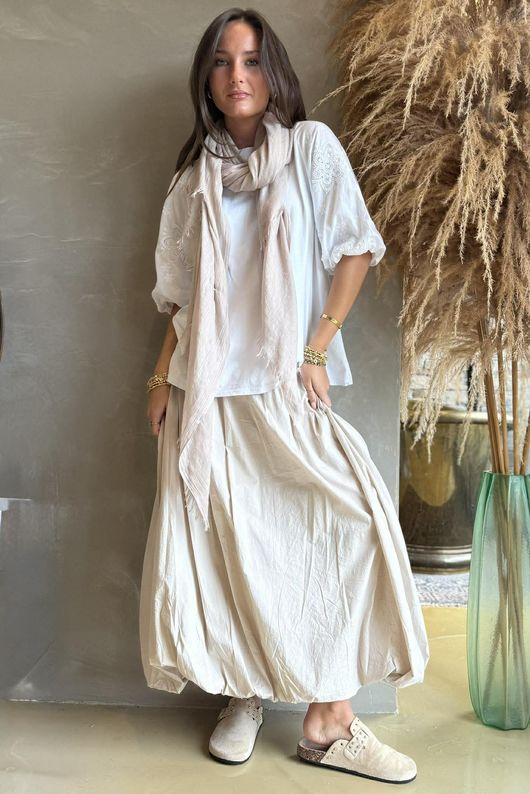 Atik Bubble Sleeve Top White /20=